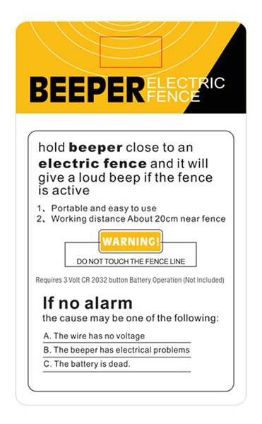 Beeper Fence Tester Labels